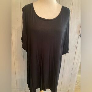 Woman Within Cold‎ Shoulder Twist Sleeve Black  Top/blouse. Size 1X